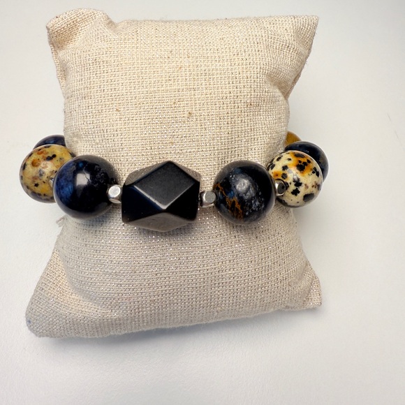 15mm+ Mixed Gemstone Statement Bracelet – Earth & Sky Colors